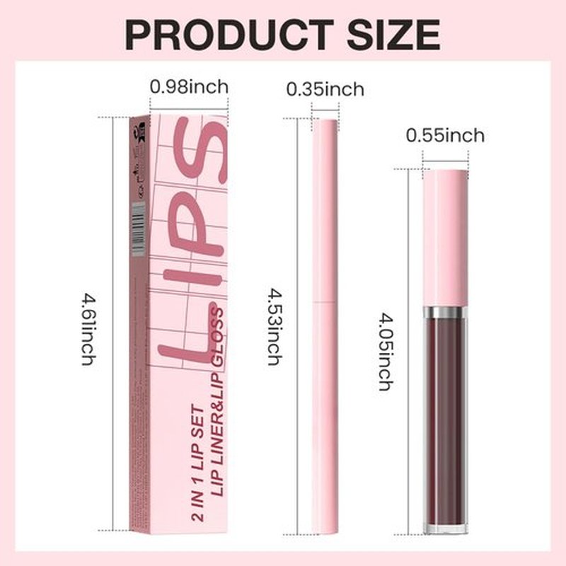 JUAAZIN 2pcs Rich Plum Matte Lip Liner and Lipstick Makeup Set, Vegan Lipstick Lip Liner and Gloss Set Lip Stain Long Lasting Waterproof Smudge-Proof Properties Non-stick Cup(Rich Plum 11#)