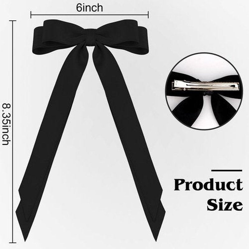 Canitor Hair Bows for Girls Cute Hair Accessories for Women Hair Ribbons Bowknot Duckbill Hair Clips Preppy Teen Girl Gifts Trendy Stuff Black White