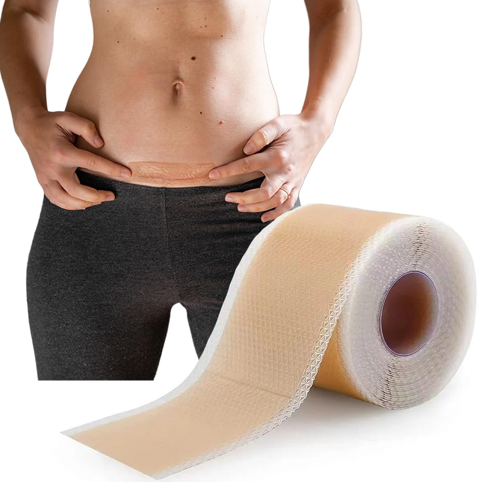 Silicone Scar Tape/Sheets for Surgical Scars, (1.6" x 59") Silicone Scar Removal Strips for Surgical, C-Section, Tummy Tuck, Keloid Scars Keloid Bump Removal (4cm x 1.5M)