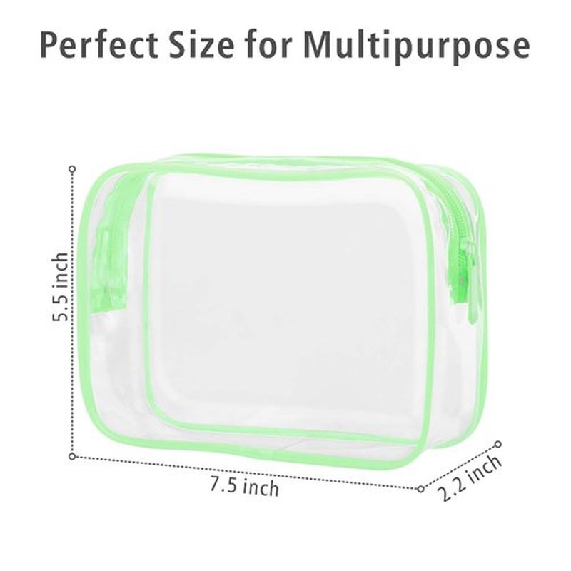PACKISM TSA Approved Toiletry Bag - Clear Makeup Bag Waterproof Quart Size Bag, Travel Makeup Cosmetic Bag for Women, Carry on Airport Airline Compliant Bag, 3 Pack, Green