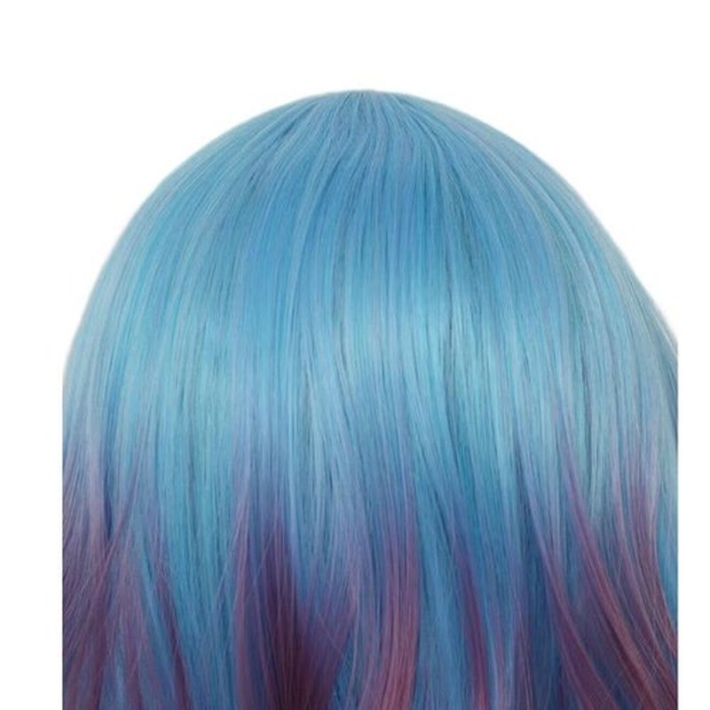 Kaneles Long Curly Wave Purple Wigs for Women Blue To Purple Hair Wigs Middle Part Wavy Wig Tow Color Wigs For Cosplay Daily Party Women Wig