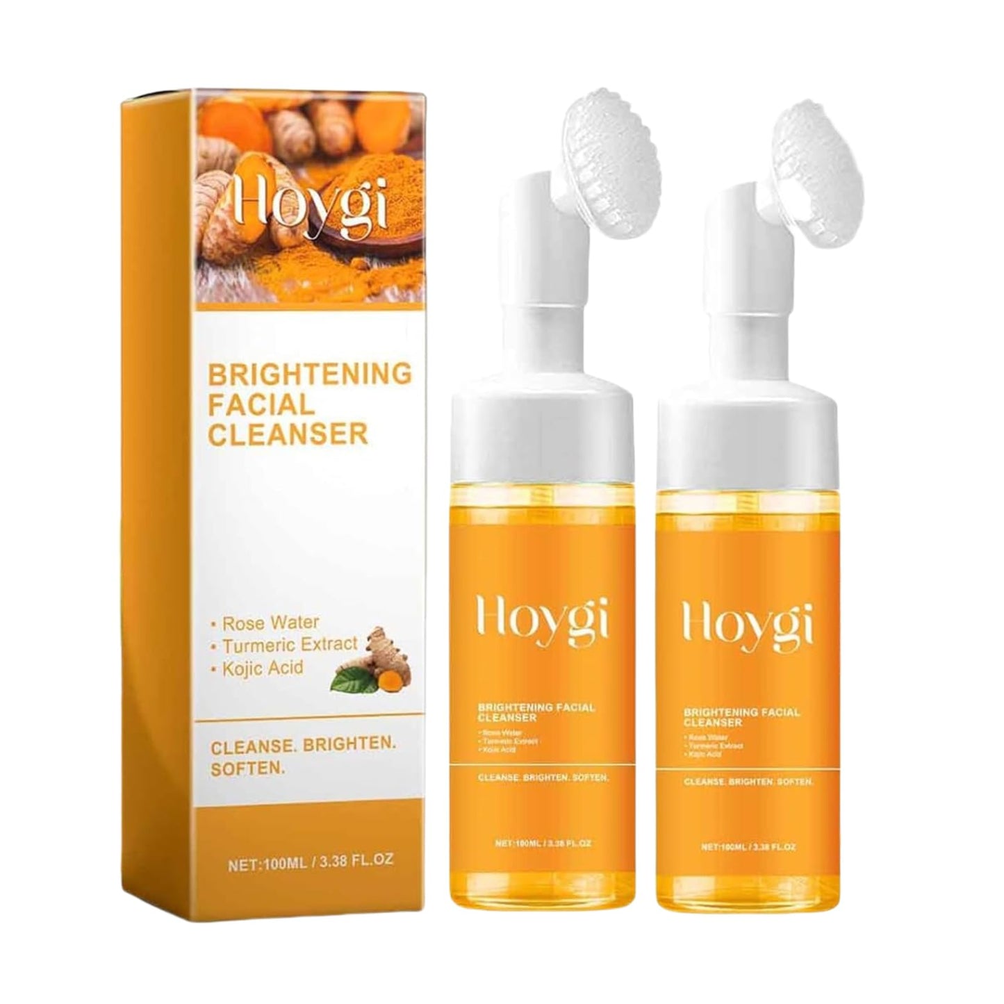 EIVJEC Turmeric Facial Cleanser, 2Pcs Foaming Face Wash, Turmeric Acid Foaming Cleanser for All Skin Types