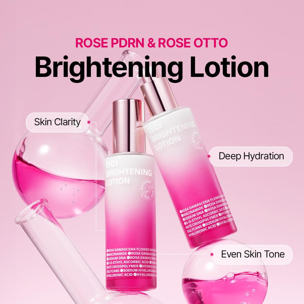 ISOI Rose PDRN Lotion, Lightweight Daily Moisturizer with Niacinamide and Hyaluronic Acid for Radiant, Korean Skin Care (3.04 fl.oz,90ml)