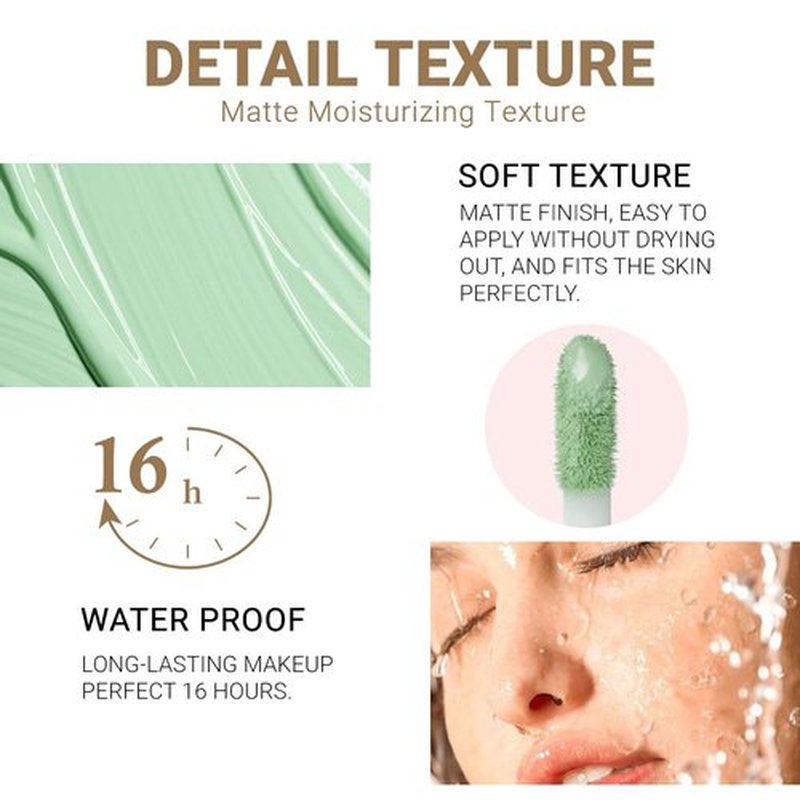 24-Hour Full Coverage Concealer Wand Concealer – Professional Makeup, Matte Finish,Waterproof, Liquid Contour Face Highlighter Makeup Smudge-Proof Formula for Flawless Wear 02# GREEN