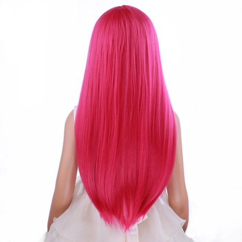 PATTNIUM Child Kids Hot Pink Wig Long Straight Pink Wig for Kids Girls Magenta Wig Neon Pink Rose Pink Wig Long Middle Part Sythetic Wig with Wig Cap
