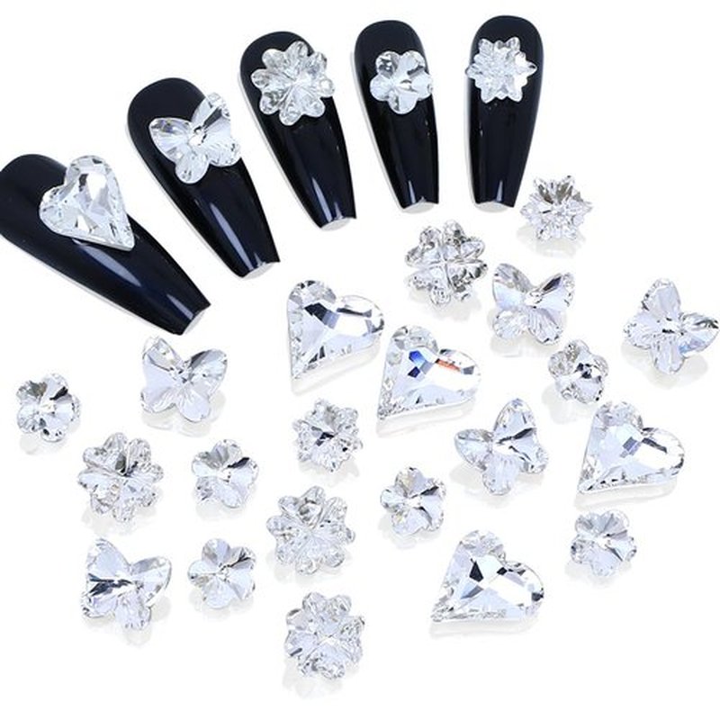 DONGZHOU 52pcs Mix Shape Crystal Nail Art Rhinestone Gems Point Back Fancy Stone Sew On Rhinestone Loose Crystal Sewing for Clothing Wedding Dress Nail Art Shoes Bags DIY Crafts