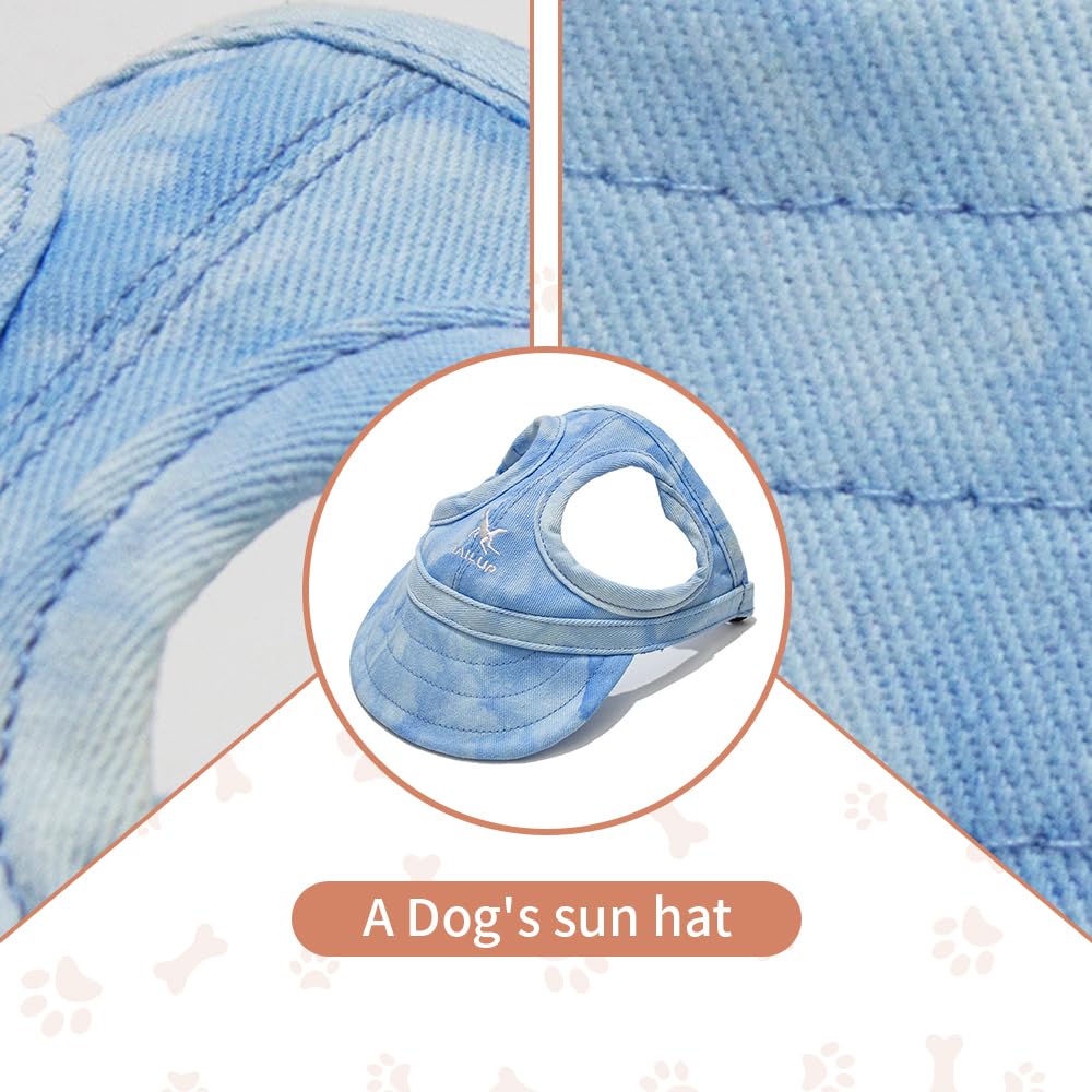 Auiepet Outdoor Sun Protection Hat for Dogs, Canvas Dog Hat with Ear Holes and Adjustable Neck Strap (Black, S)
