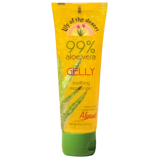 Lily Of The Desert Gelly Moisturizer 4 Oz - 99% Organic Aloe Vera Gel with Vitamin C, E, and A, After Sun Skin Care, Sunburn Relief