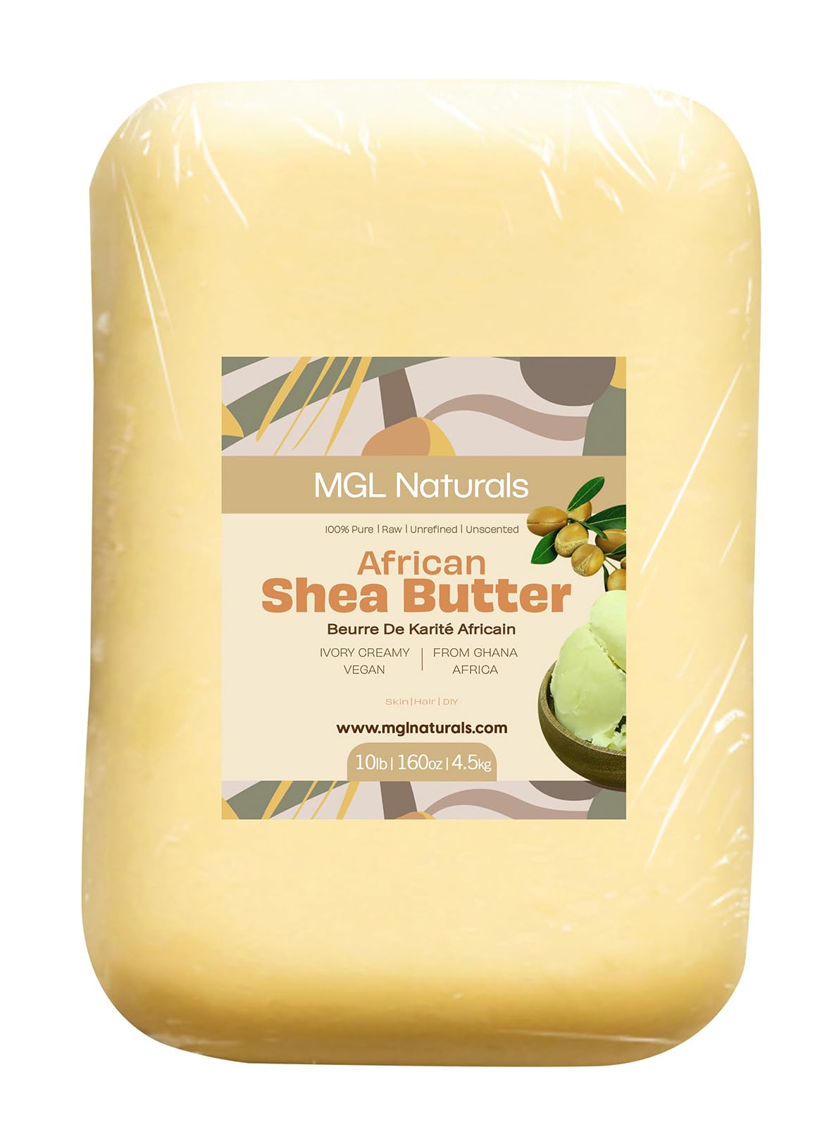MGL Naturals Raw African Shea Butter Ivory 10 lb, 100% Pure and Unrefined. Nourish and moisturize skin and hair. Use alone or DIY recipes. From Ghana (10 lb)