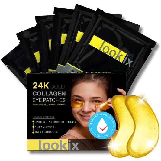 24K Gold Eye Mask - Reduce Puffy Eyes & Dark Circles - 15 Pairs of Hydrating Eye Gels