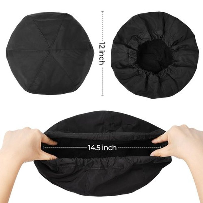 Shower Cap for Women Black Bath Cap, Reversible Large Waterproof Adjustable Shower Caps Terry Lining & Elastic Band Stretch Hem Hair Hat