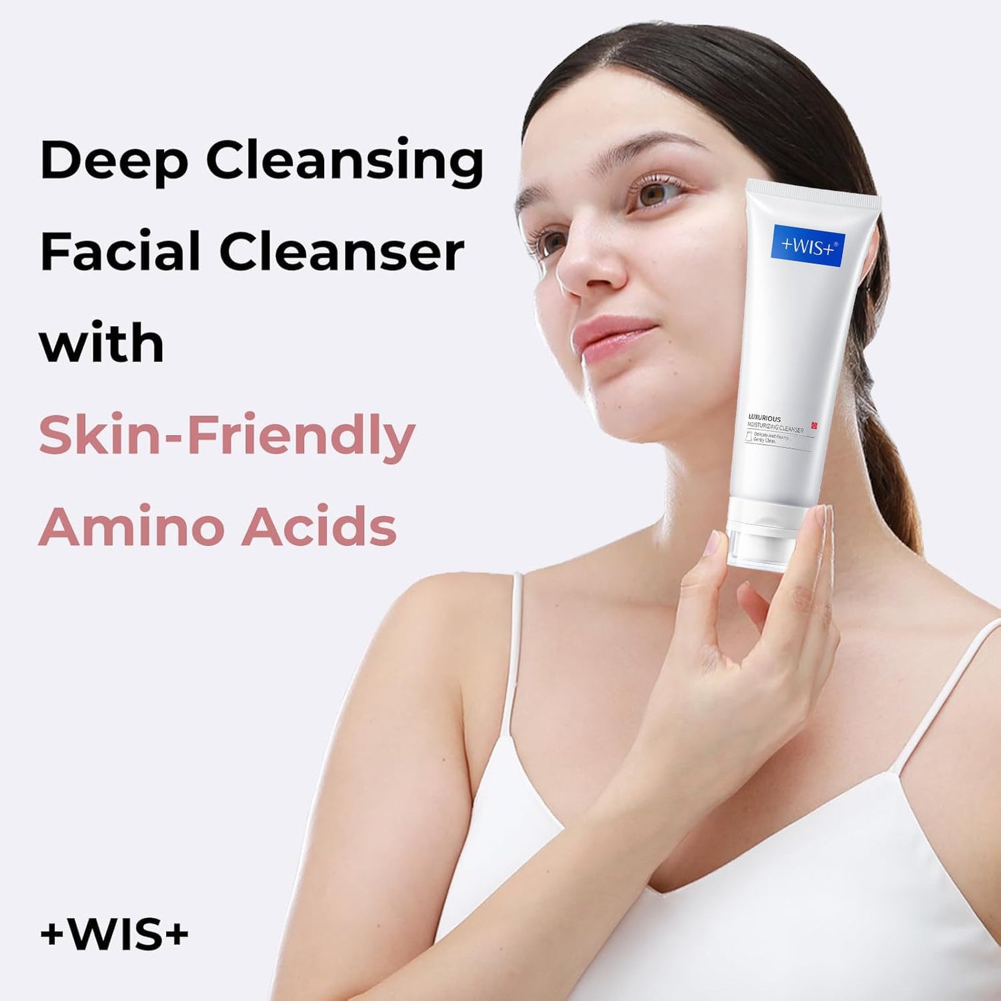 +WIS+ Deep Cleansing Facial Wash Cleanser with Skin-Friendly Amino Acids, Daily Mild Face Cleanser for Sensitive Skin, PH Balancing (3.5fl.oz/100g)