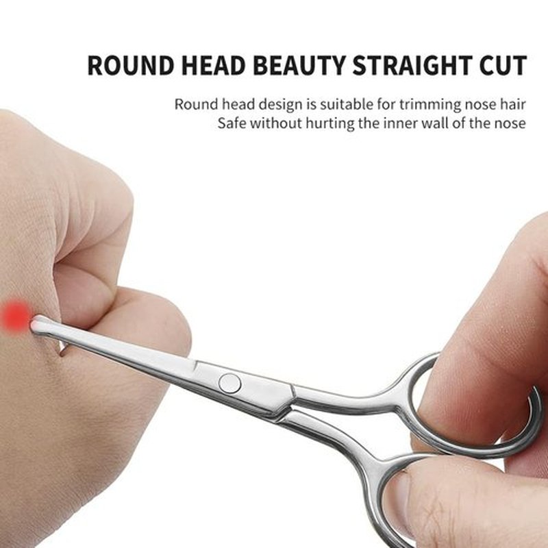 Small Scissors, Eyebrow Scissors, Nose Hair Scissors Round Tip Design, Will Not Hurt the Nasal Cavity. Professional Grooming Scissors for Hair, Eyelashes, Nose, Eyebrow Trimming, Mustache. - AsonTao