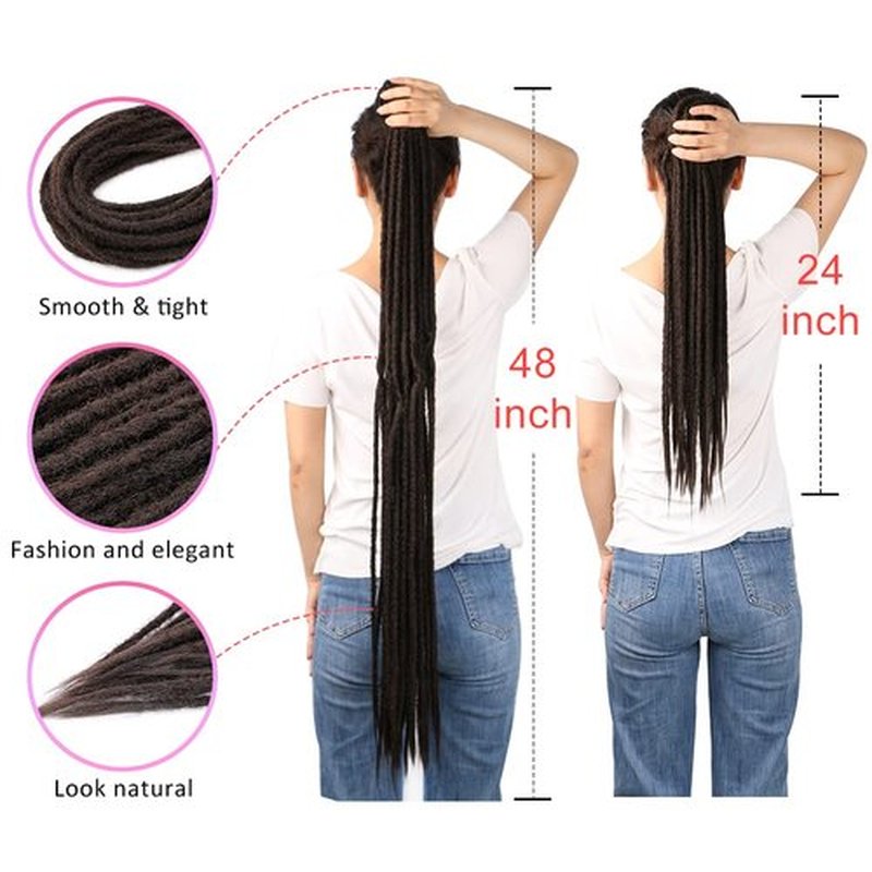 DAIRESS 24 Inch Double Ended Dreadlock Extensions Synthetic Dreads 10strands/pack Synthetic Braids Thin 0.6cm Soft Handmade Reggae Hair Hip-Hop Style Dread Extensions Locks Hair(10strands/pack,4#)
