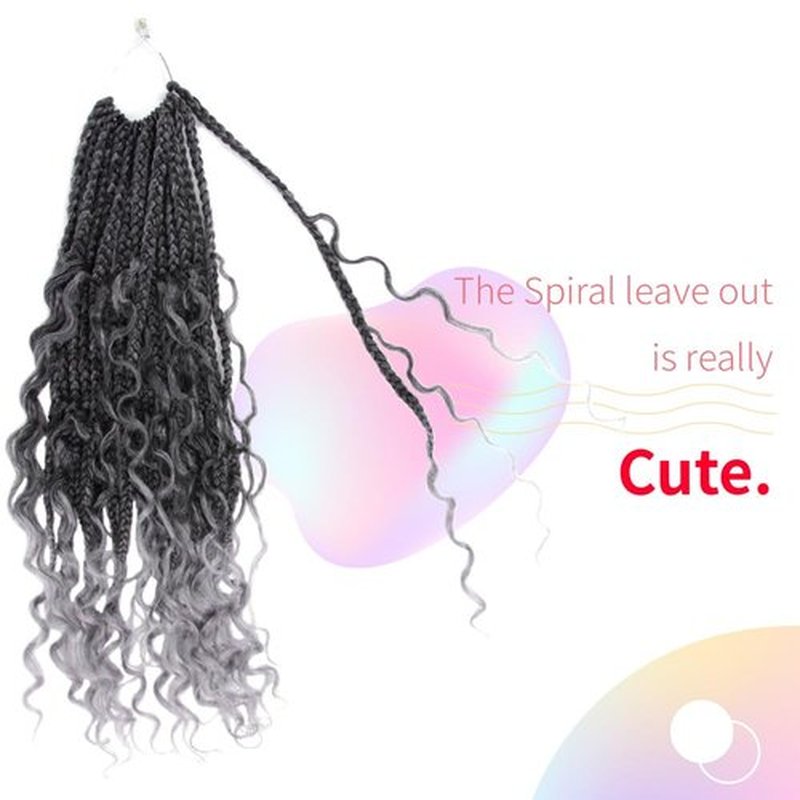 Niseyo Goddess Box Braids Crochet Hair 16 Inch 8 Packs Short Crochet Box Braids Pre Looped Curly Ends Gray Boho Style Synthetic Hair (Tgrey/Ombre Grey)