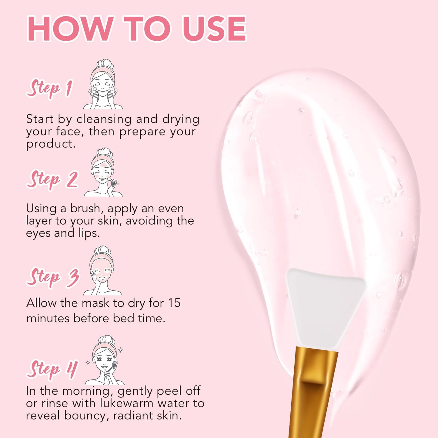 Collagen Night Wrapping Mask, Collagen Jelly Face Masks with Jelly Brush, Peel Off Face Mask for Facials Professional Korean Skin Care, Elasticity & Hydration Care Overnight Mask for Women