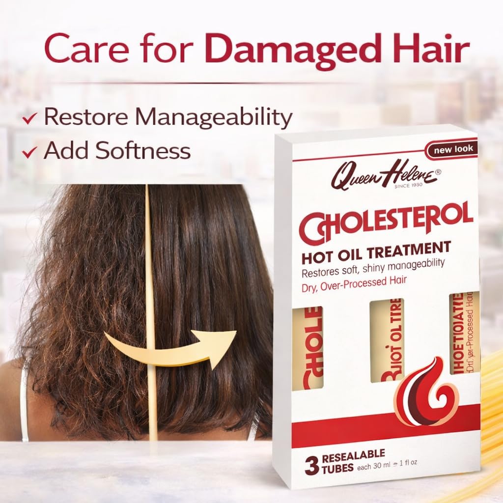 Queen Helene Cholesterol Hot Oil Treatment in Resealable Tubes, 3-1 fl oz (29.57 ml) tubes