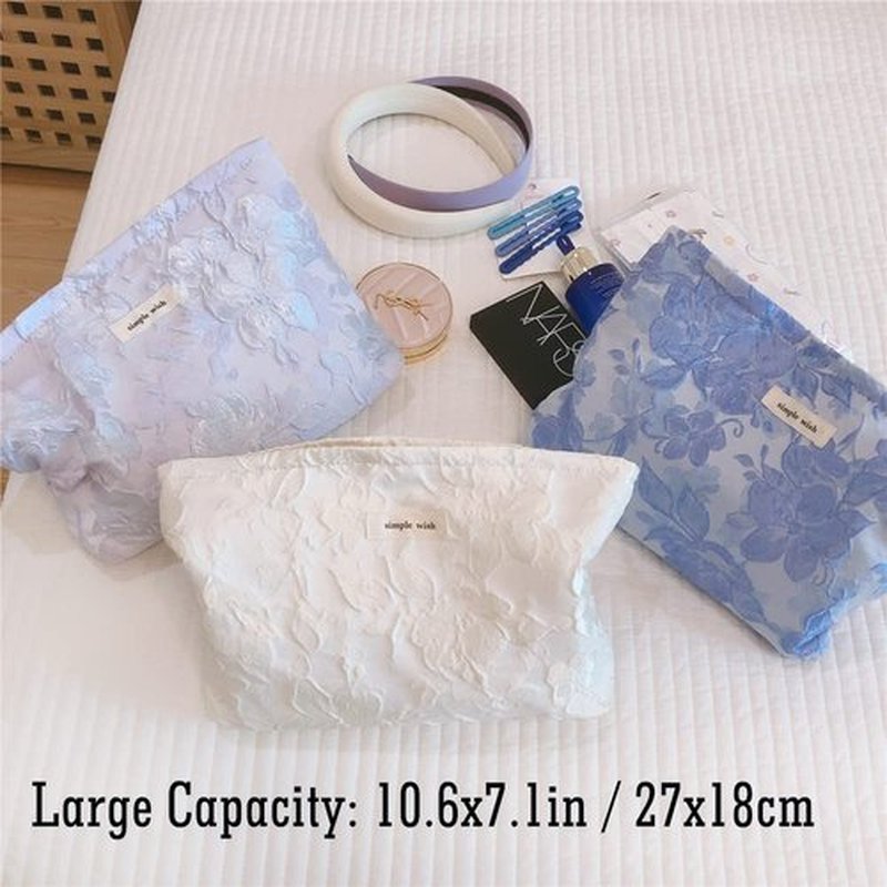 STARDW Flower Cosmetic Bags Makeup Bags for Women and Girls,Travel Makeup Bag Large Capacity Canvas Makeup Bag,Makeup Organizer Bag Zipper Pouch