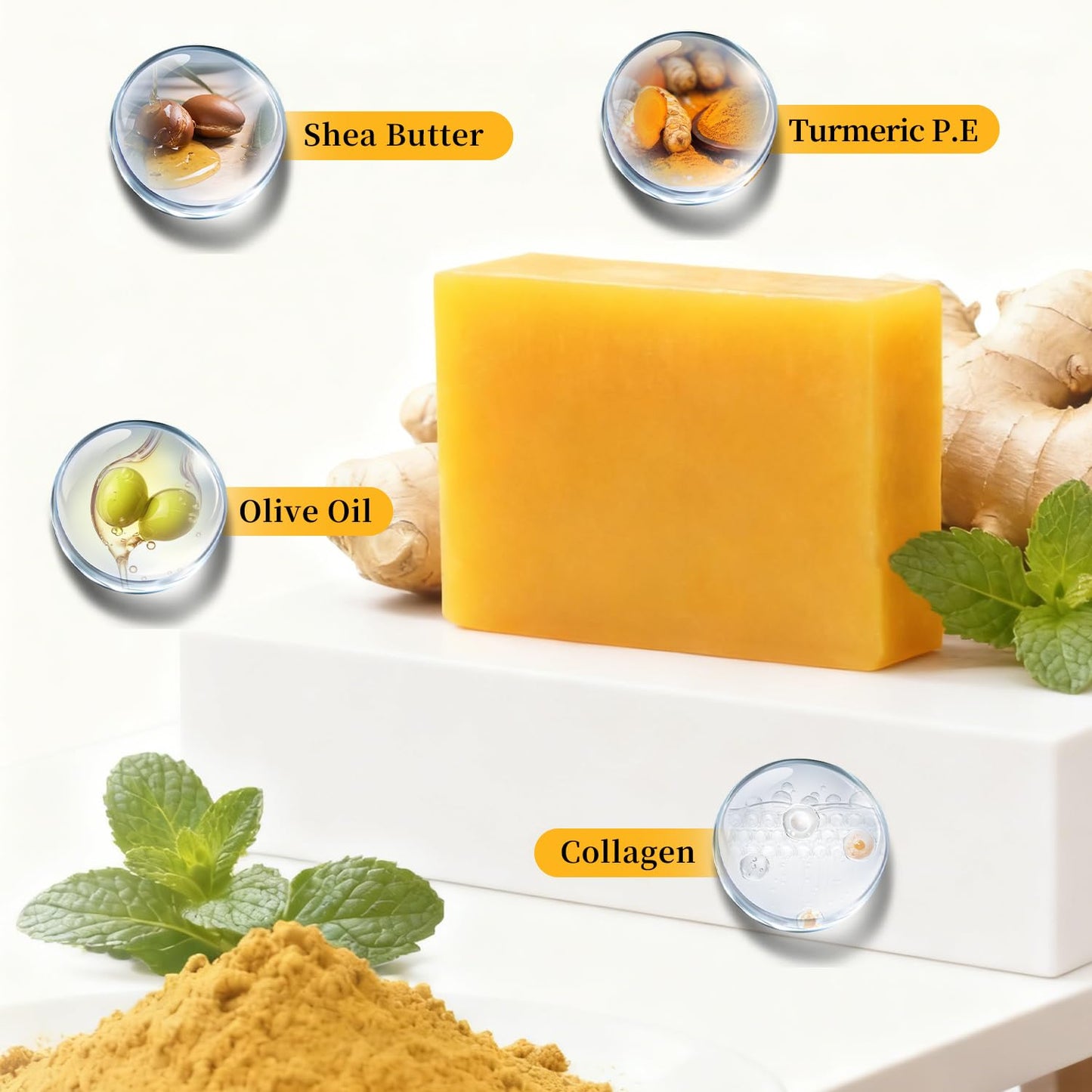 DOXOLATO Turmeric Soap Bars for Face Body - Gentle Cleanser Turmeric Soap Bar for Improve Skin Texture Moisturizing, 3 Bars