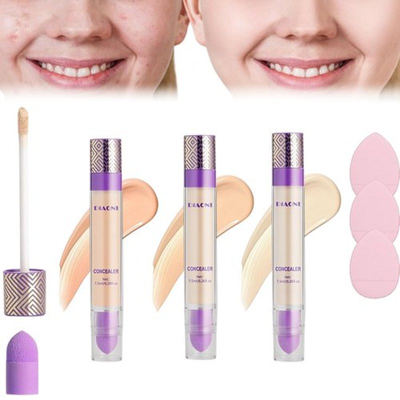 Diaoni Concealer, Diaoni Coverage Concealer, Diaoni Concealer Stick, Double-Sided Concealer with Brush,Lightweight, Long-Lasting, Waterproof, Foundation Concealer Stick (3 MIX, 1)