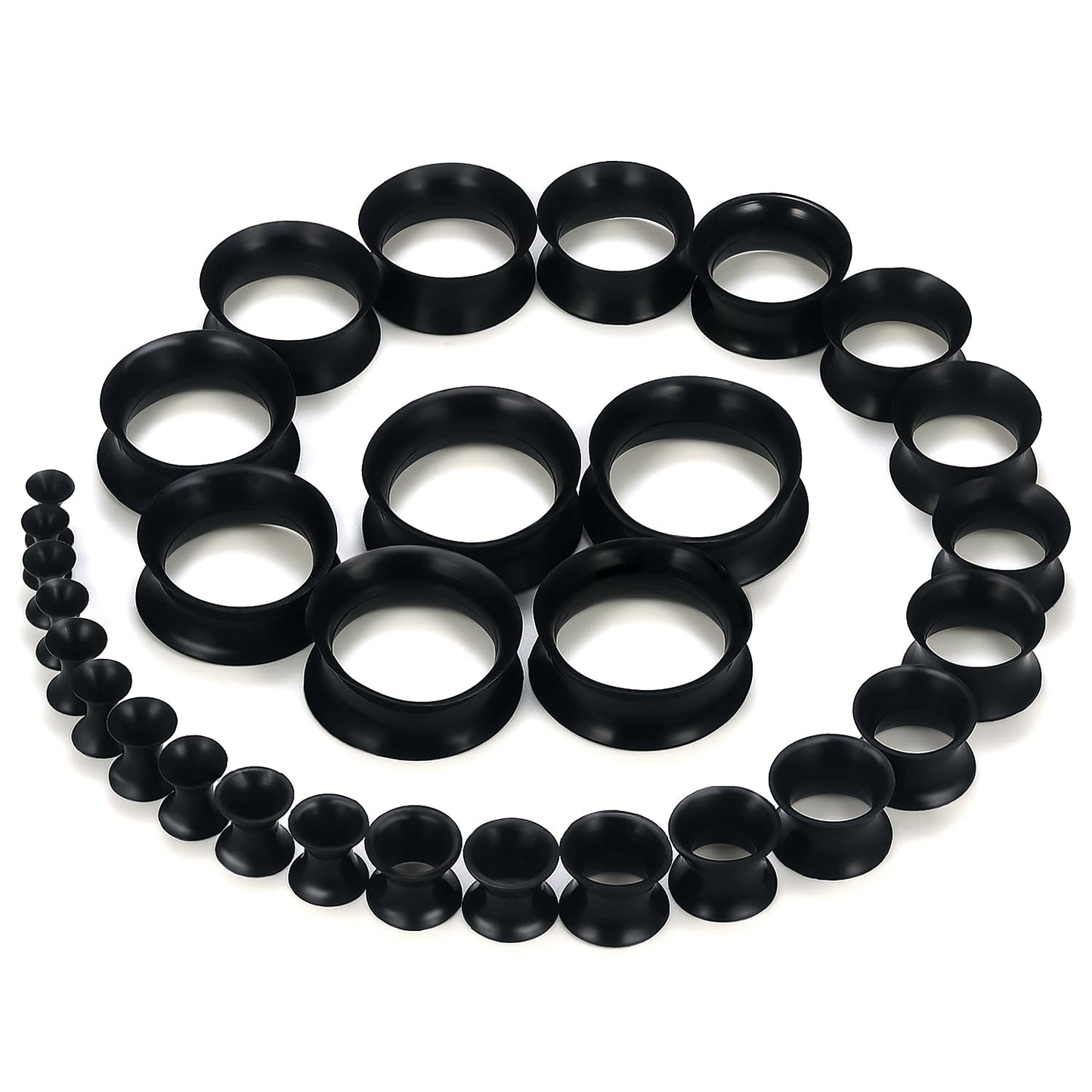 Kwoencxi 10G-25mm Black Silicone Gauges Tunnels Stretching Kit 10G 8G 6G 4G 2G 0G 00G 12mm 14mm 16mm 18mm 20mm 22mm 24mm 25mm Rubber Ear Gauges Tunnel Plug Earring Stretch Gauging Gage Kit Women Men