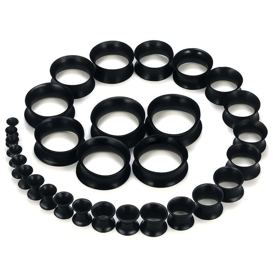 Kwoencxi 10G-25mm Black Silicone Gauges Tunnels Stretching Kit 10G 8G 6G 4G 2G 0G 00G 12mm 14mm 16mm 18mm 20mm 22mm 24mm 25mm Rubber Ear Gauges Tunnel Plug Earring Stretch Gauging Gage Kit Women Men