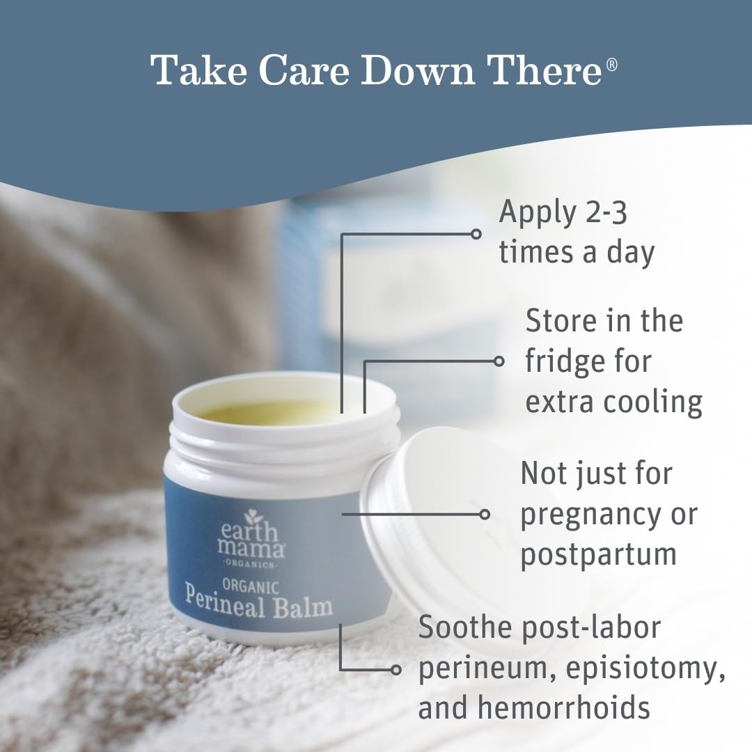 Earth Mama Organic Perineal Balm | Naturally Cooling Herbal Salve for Pregnancy and Postpartum Relief with Witch Hazel & Calendula, Feminine Care Essentials, No Benzocaine or Butane, 2-Oz (3-Pack)