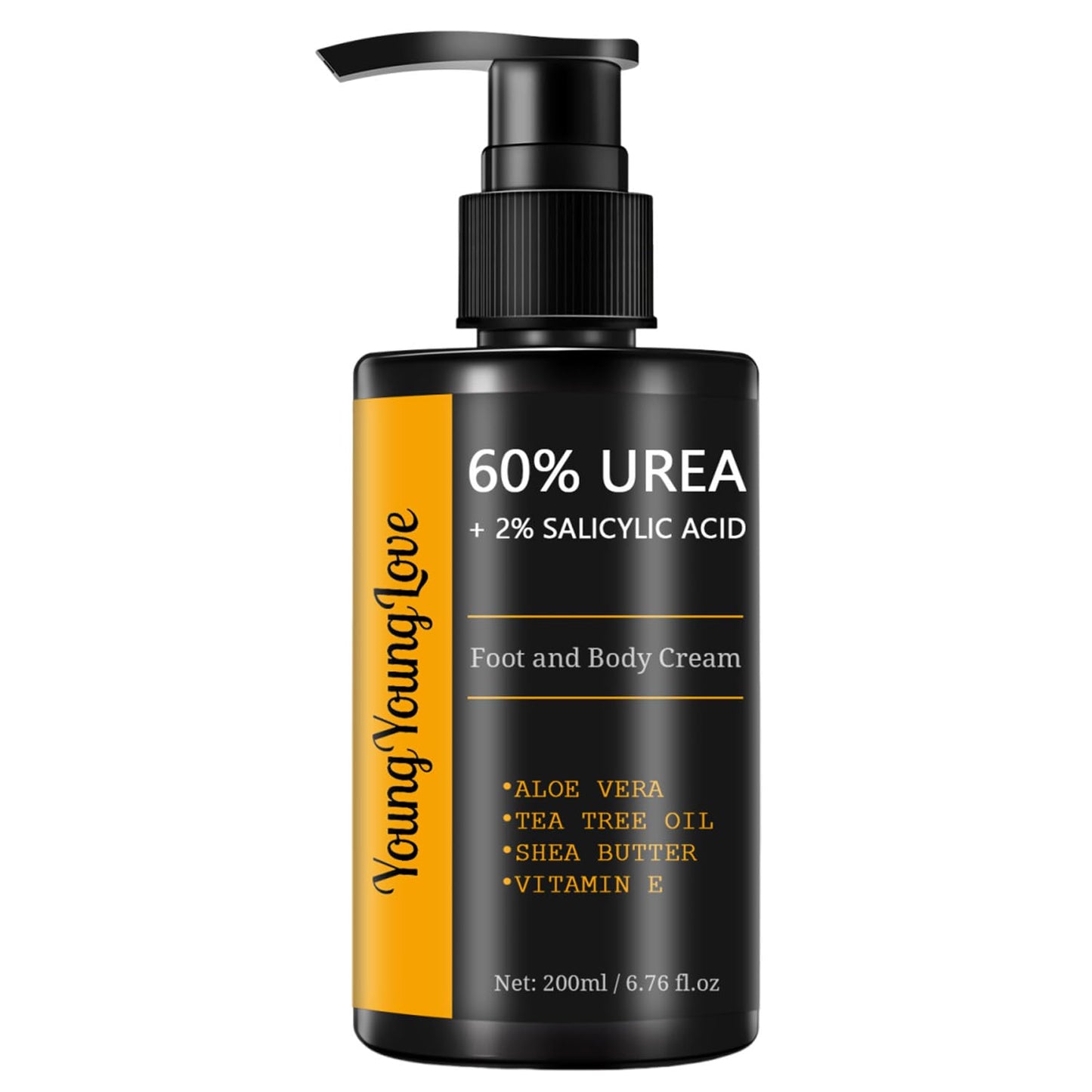 YOUNGYOUNGLOVE Fragrance Free 60% Urea Cream plus 2% Salicylic Acid, for Dry Cracked Hands Knees Feet Heels, Repair Unscented Foot Cream for Dead Skin, Lotion for Moisturizing and Softening 6.76 OZ