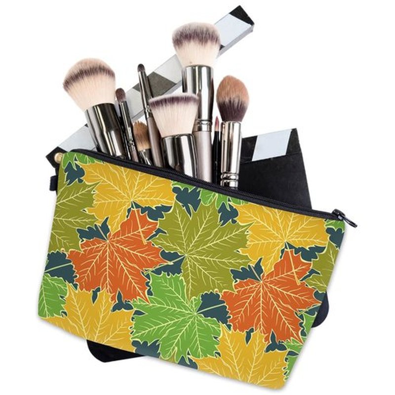 LOOMILOO Travel Makeup Bag Small, Toiletry Pouch Adorable Roomy Travel Water Resistant Cosmetic Purse Accessories Organizer Women Gift(Maple Leaf 55539)