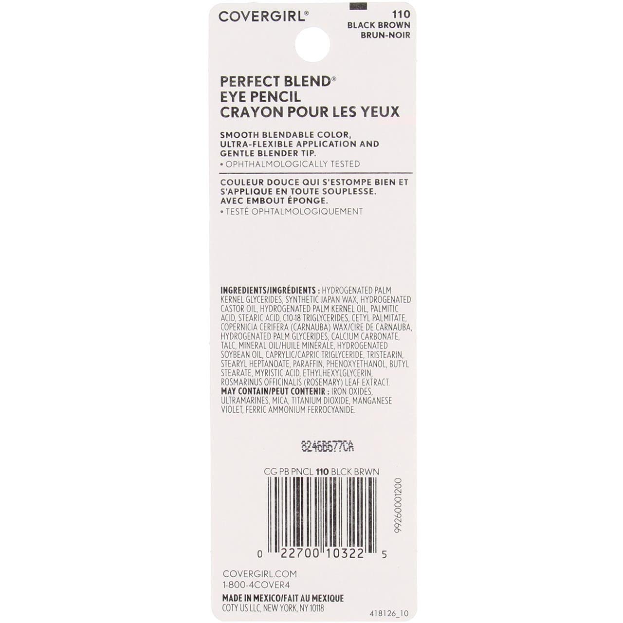 CoverGirl Perfect Blend Eye Pencil, Basic Black [100], 0.03 oz (Pack of 6)