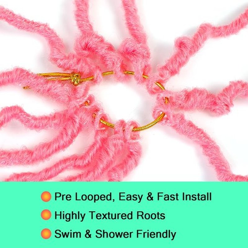 Faux Locs Crochet Hair (14 Inch) XCRUIQO Soft Locs with Curly Ends Goddess Locs Synthetic Boho Crochet Faux Locs for Women Pre Looped (8 Packs, Pink#)