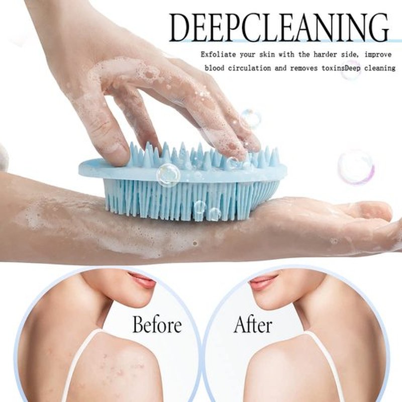 2 in 1 Silicone Body Scrubber Shampoo Brush, Shower Body Scrubber, Silicone Bath Scrubber,Exfoliating Body Scrubber, Scalp Massager, Silicone Loofah Body Scrubber, Clean Sanitary,Rapid Foaming-3 Pack