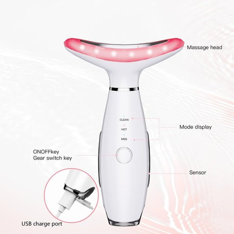 Neck Face Massager, 3-in-1 Facial Massager, Face Sculpting Tool with Vibration and Thermal, Portable Multifunctional Facial Device (White)