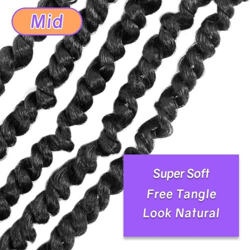 LOCSBYHAND 14 Inch Short Pre-looped/twisted Passion Twist Crochet Hair 4 Packs for Mixed-color Using (4 Packs,1B/Natural Black)