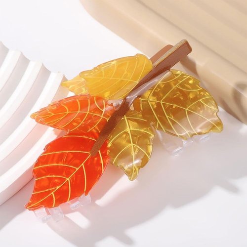 Fall Hair Claw Clips Maple Leaf Thanksgiving Hair Clips Nonslip Cute Hair Accessories Fall Leafs Shape Acrylic Hair Clip Medium Size Autumn Shark Jaw Clip for Women Hair Decorations Supplies