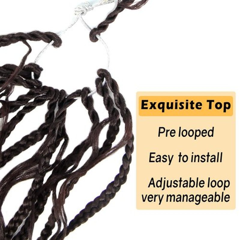Niseyo Goddess Box Braids Crochet Hair 22 Inch 8 Packs Long Crochet Box Braids Pre Looped Curly Ends Boho Style Synthetic Hair (4#/Brown)