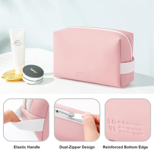 Prite Small Makeup Bag Travel Cosmetic Bag,lipstick pouch,Zipper Pouch,Great Gifts for Women,Waterproof Toiletry Bag Accessories Organizer Gifts(pink)