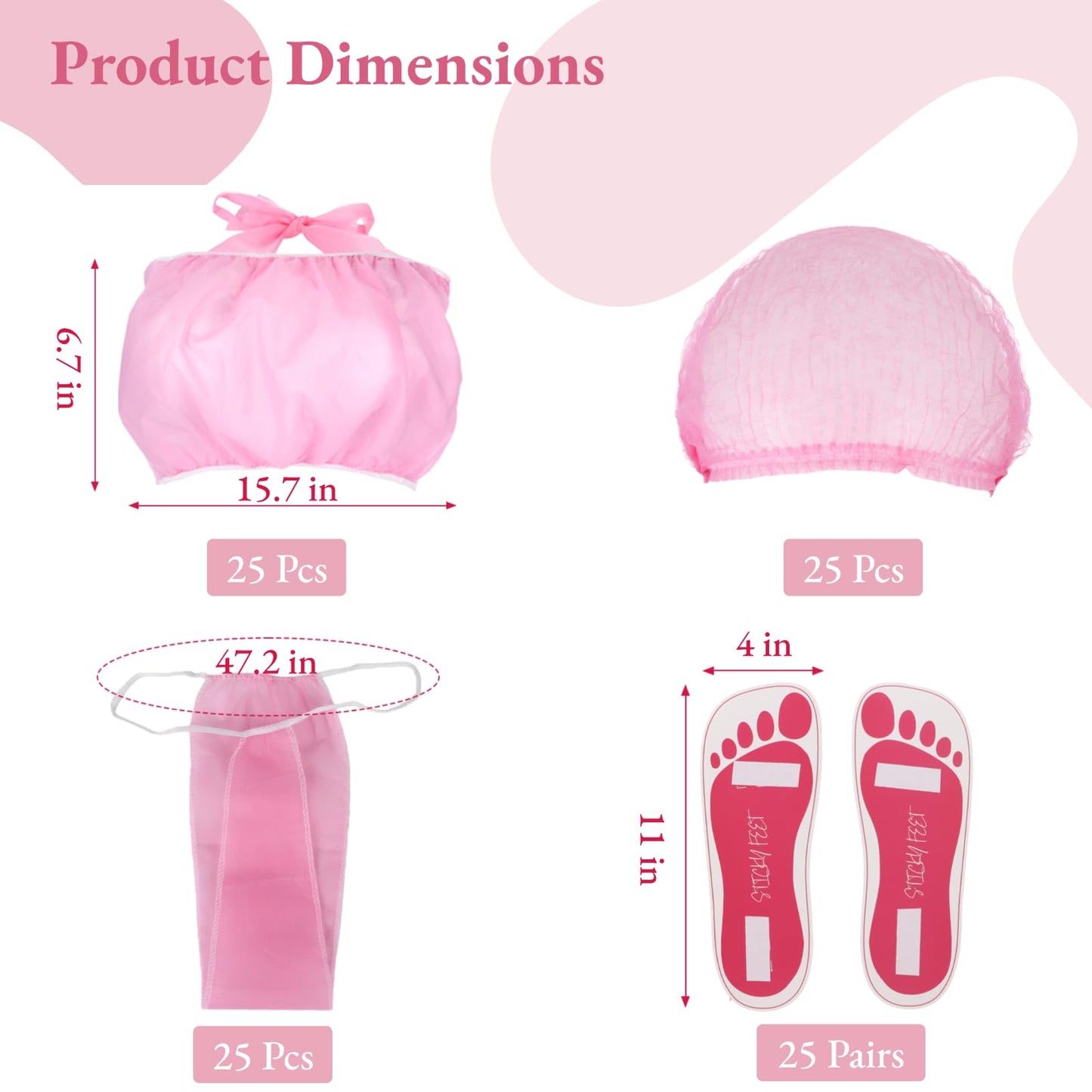 100 PCS Spray Tan Accessories, Disposable Spray Tan Accessories Set with Feet Pads Hair Caps Bra Underwear, Beach Tanning Wear Kit for Home Self Tanning Salon Use