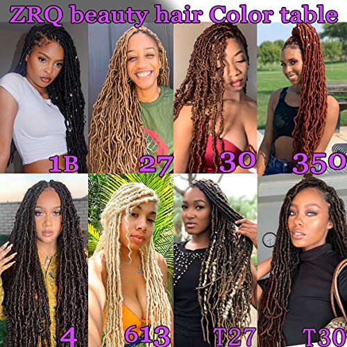 ZRQ 30 Inch New Faux Locs Crochet Hair,6 Packs Pre-looped Extended Distressed Soft Locs For Black Women, Synthetic Goddess Locs Hair Afro Roots Crochet Locs 1B#