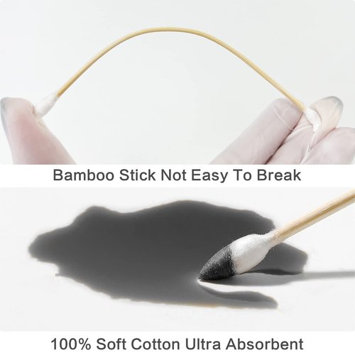 PINGMIC 400PCS (800 Tips) Long Cotton Swab, 6" Pointed Cotton Swab Without Barbs - Cotton Swabs with Wooden Sticks, Long Cotton Swabs for Gun Cleaning Machinery Makeup. Bamboo Stick with Storage Box