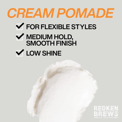 Redken Brews Cream Pomade For Men, Medium Hold, Natural Finish 3.4 Ounce (Pack of 3)