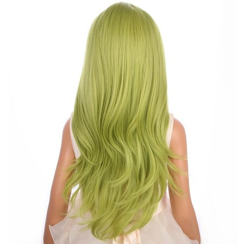 PATTNIUM Kids Olive Green Wig Child Long Wavy Green Wig Matcha Green Wig Girls Middle Part Synthetic Wig with Wig Cap