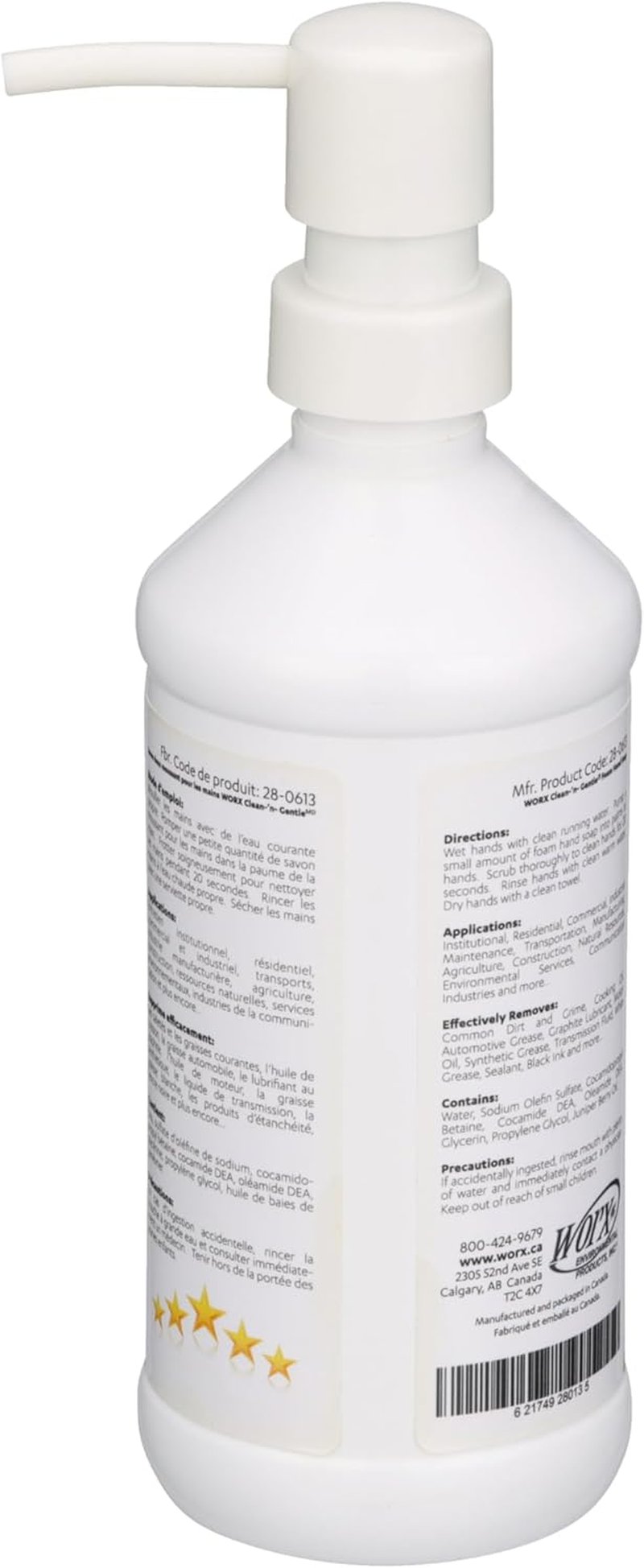 Worx Clean-'n'-Gentle Foam Hand Soap - 13 oz. | Rich Lather, Silky Smooth, Light Juniper Berry Fragrance