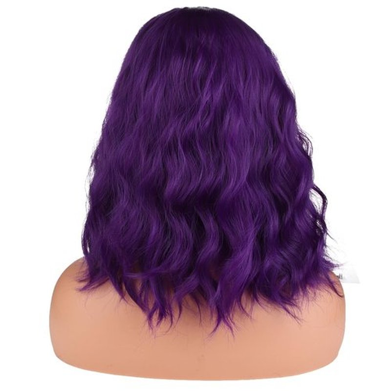 MAGQOO Dark Purple Wig for Women Dark Purple Bob Wig Mardi Gras Wig Short Curly Wavy Dark Purple Wigs Side Part Deep Purple Wig Synthetic Halloween Cosplay Costume Party Wigs
