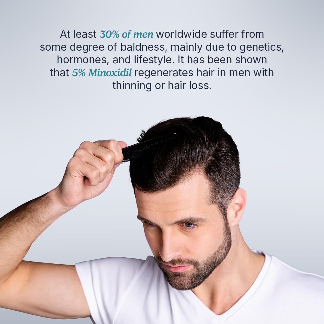 Santo Remedio Men’s Hair Regrowth Treatment, Helps Stimulate Hair Growth and Reduce Hair Loss, Contains 5% Minoxidil, Clinically Proven Ingredient, Fragrance Free (1-Month Supply)