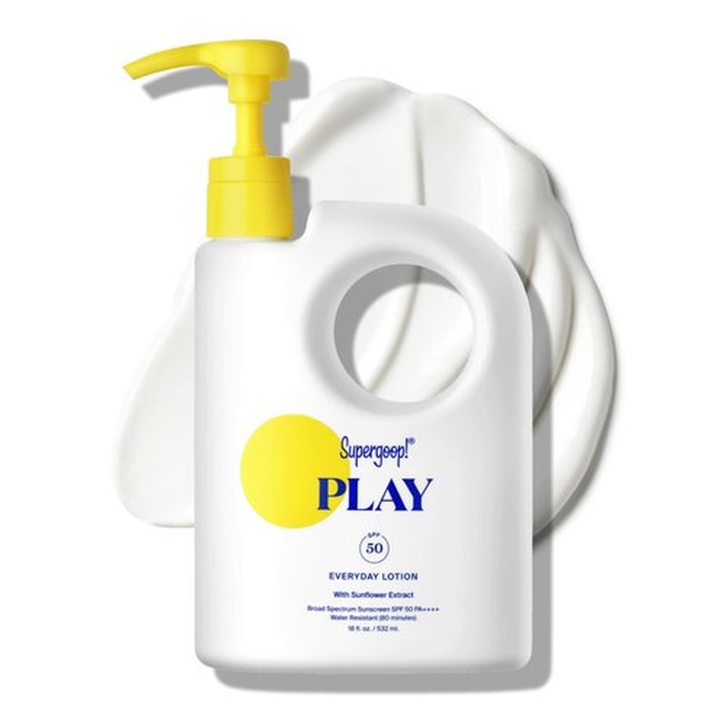 Supergoop! PLAY Everyday Lotion SPF 50 - Broad Spectrum Body & Face Sunscreen for Sensitive Skin - Great for Active Days - Fast Absorbing, Water & Sweat Resistant - 18 fl oz