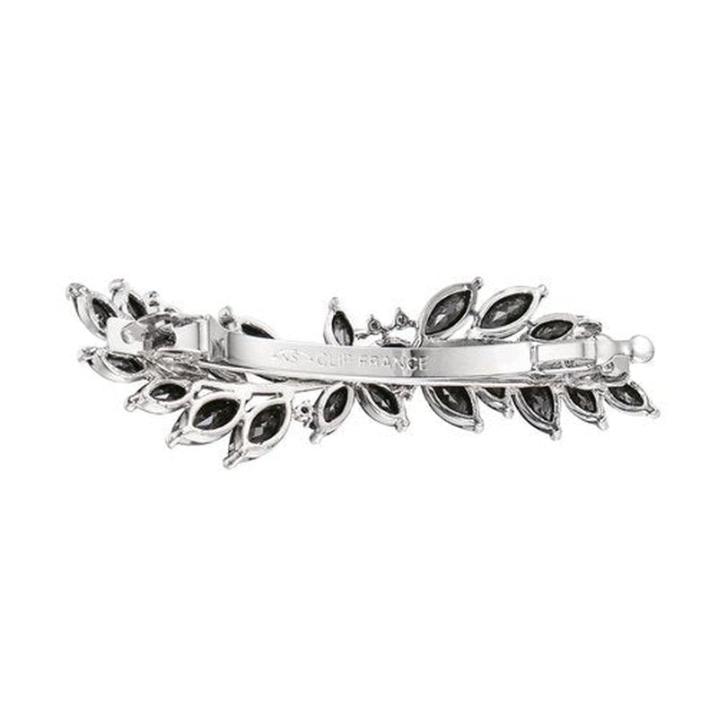EVER FAITH Women's Marquise-Shaped CZ Hair Barrettes Hair Clips, Flower Leaf Cluster Hair Styling Tools Accessories for Prom Black Silver-Tone