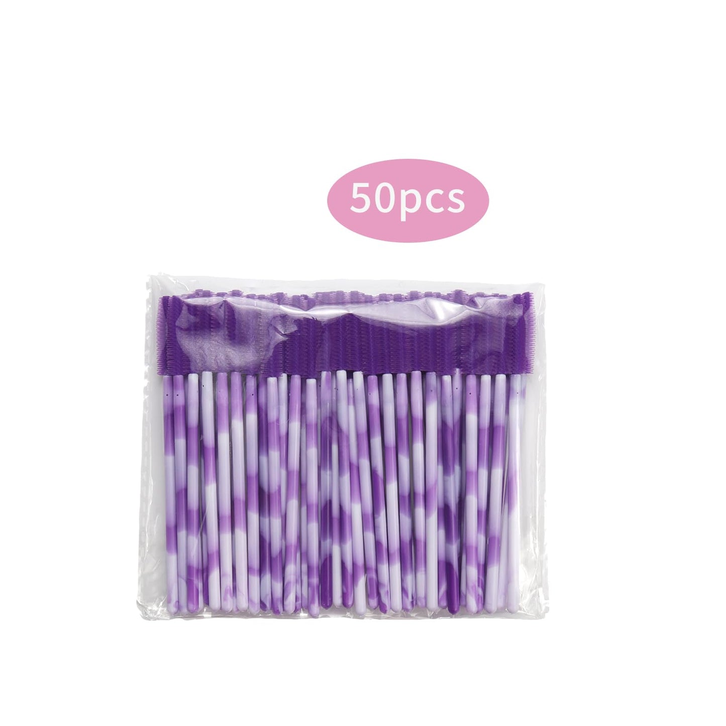 Mekupeu 50pcs Silicone Mascara Wand,Disposable Eyelash Brushes,Soft Lash Spoolie Brush For Eyelash Extensions (Deep purple)