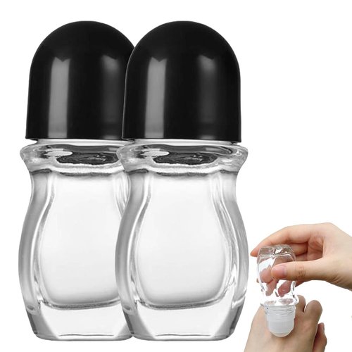 Generic 2PCS Glass Empty Roller Bottles with Plastic Roller Ball, Deodorant Roll on Bottles Containers Leak Proof Massage Roller Ball Bottles with Cap for Essential Oils Perfume Cosmetics(30ml)