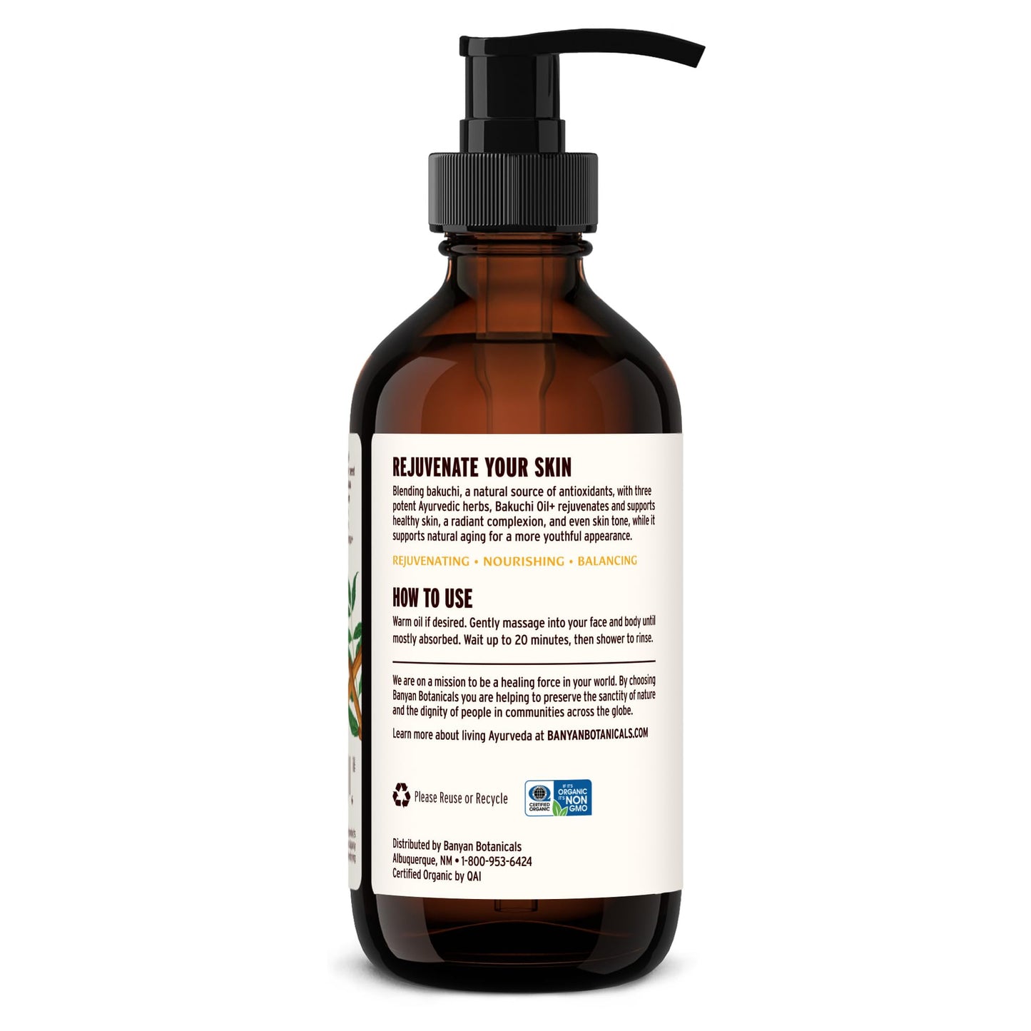 Banyan Botanicals Bakuchi Oil+ – Natural Face Oil & Body Oil – with Bakuchiol & Ayurvedic Herbs to Support Healthy & Radiant Skin – 8 oz – Non-GMO Sustainably Sourced Physician-Formulated